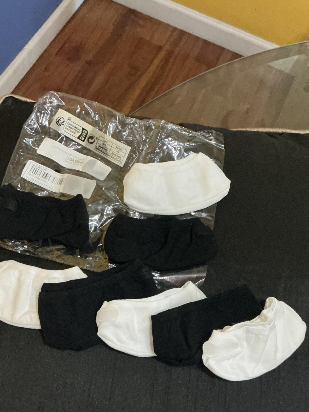 No-Show Sock Liner Pack - Black & White 8 pairs women new